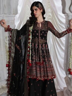 Stunning Black Hussain Rehar original Sharara dress